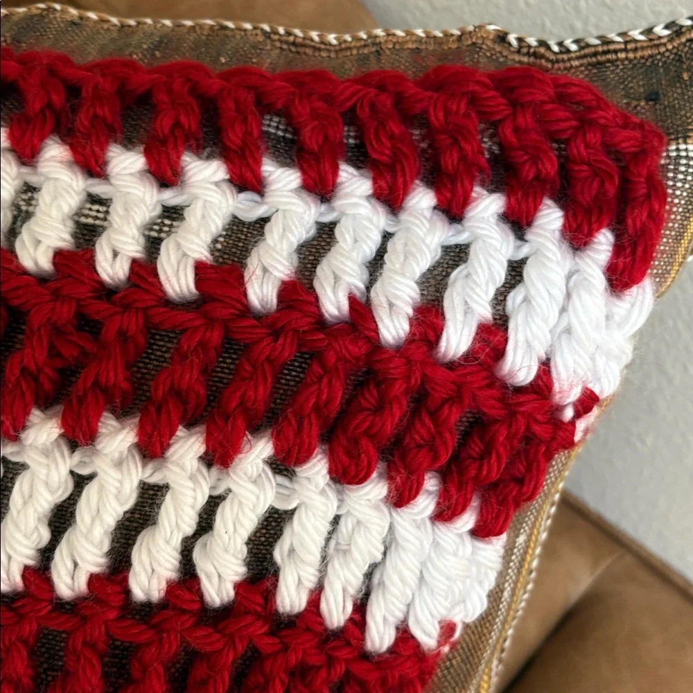 Handmade Red, White & Blue Crochet Flag Throw